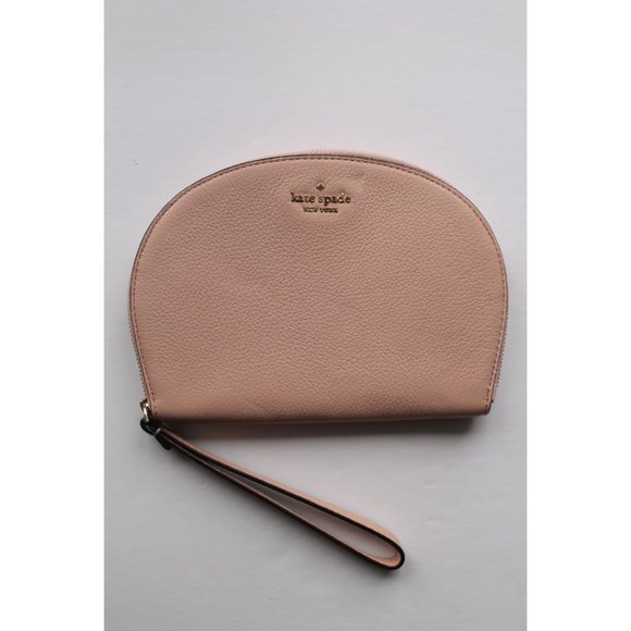 Kate Spade Jackson Half Moon Pebbled Leather Wristlet Warmvellum - Picture 3 of 7